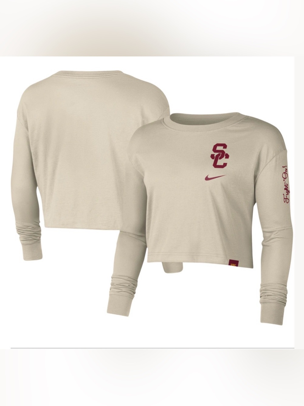 Women's Nike Cream USC
Trojans Varsity Letter Long
Sleeve Crop Top